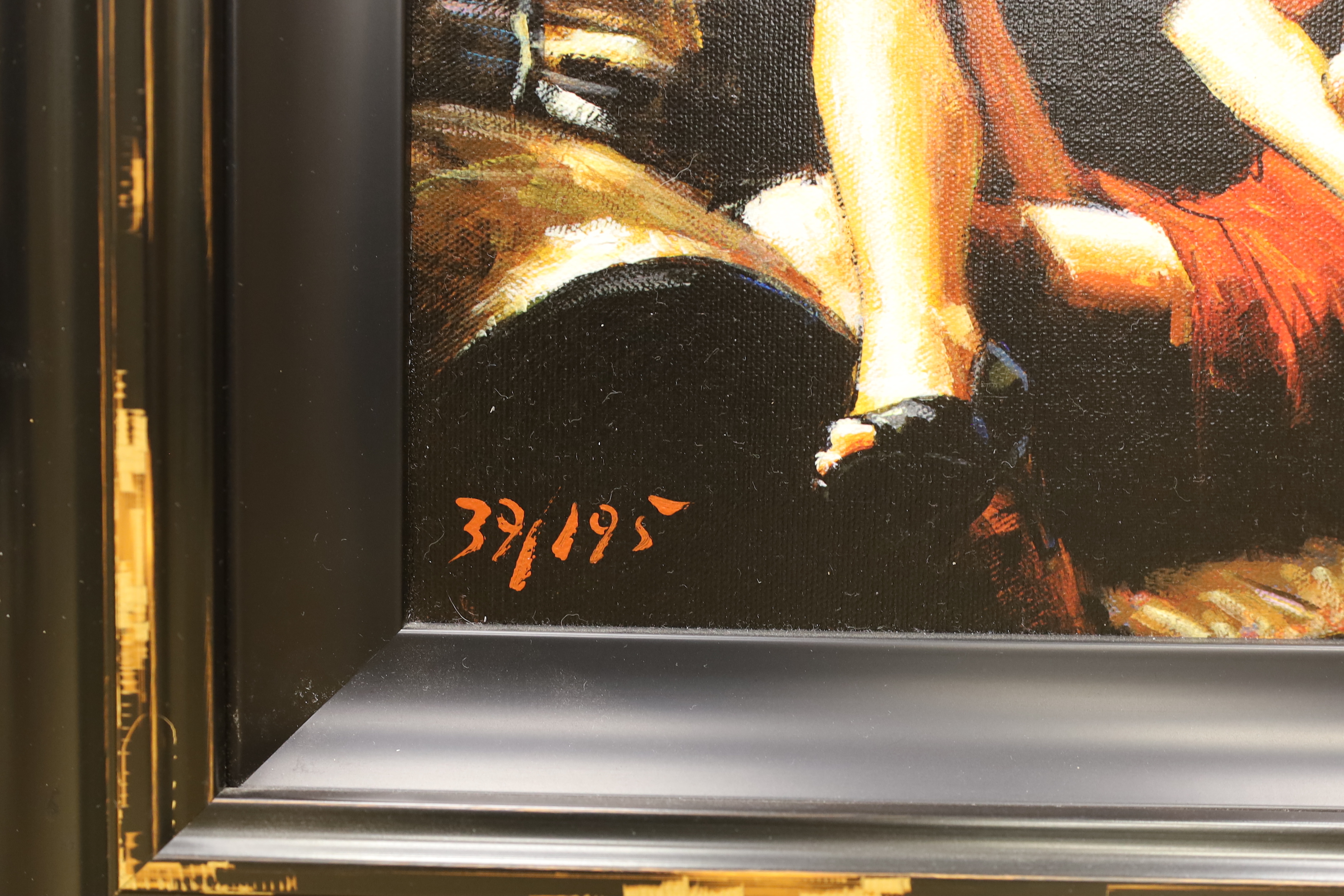 Fabian Perez (Argentinian, b.1967), hand embellished giclee print, 'Linda in red III', limited edition 37/195, COA verso, 21 x 29cm